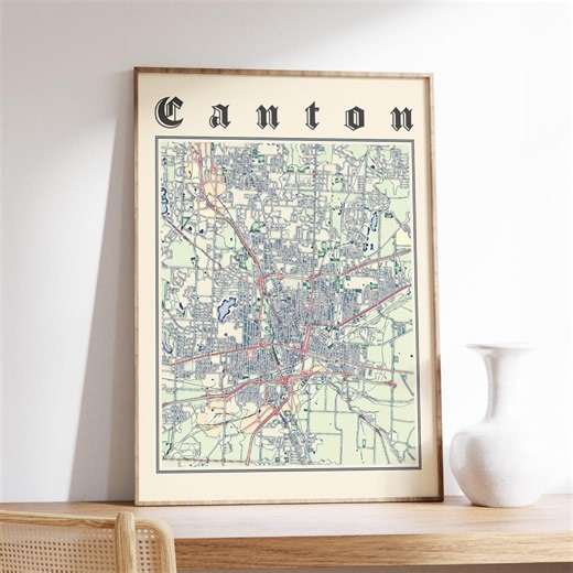 Canton OH Map Poster, Ohio City Art Print, Gift for Travelers - Etsy