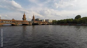 Oberbaum Bridge (Oberbaumbrücke) in Berlin Stock Video
