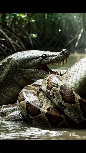 Who Wins The Deadly Fight Between a Croc and a Snake/ReptileClash 4K video