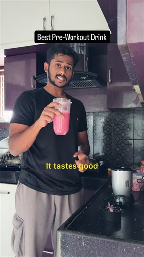 Ruthwik Reddy on Instagram: "Simple pre-workout blend (no supplements) 🍎 Pomegranate (½ cup arils) → Natural carbs + antioxidants Supports blood flow and workout endurance. 🍌 Banana (1 medium) → Fast carbs + potassium Helps energy, muscle contraction & prevents cramps. 🍯 Honey (1 tablespoon) → Quick glucose Improves workout intensity and reduces early fatigue. 🧂 Salt (a small pinch) → Sodium for hydration & nerve signalling Prevents dizziness and performance drop. 💧 Water (200–250 ml) → Pro