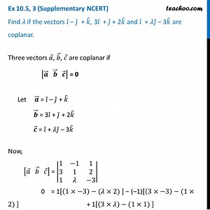 Ex 10.5, 3 (Supplementary NCERT) - Find lambda if vectors i - j   k