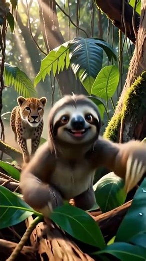 Fast Sloth Outruns a Cheetah?! 😂 The Funniest Escape Ever! #shorts #sloth #animals #ai #viralvideo
