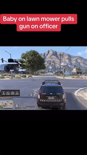 Baby on lawn mower pulls gun on officer#gta5 #foryou #fyp #police #officer #rp