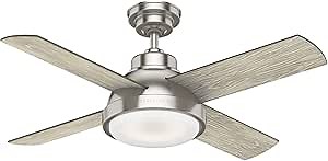 Casablanca Indoor Ceiling Fan with LED Light and remote control - Levitt 44 inch, Brushed Nickel, 59436