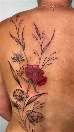 Color flower with grayscale floral