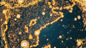 Digital planet earth data abstract 3d rendering of a technological data network transmitting communication, complexity and data flow of the modern digital era