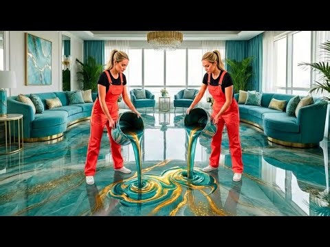 4 Stunning Epoxy Floor Designs in Realistic Time-Lapse | Trending Resin Floor Trend (AI-Generated)