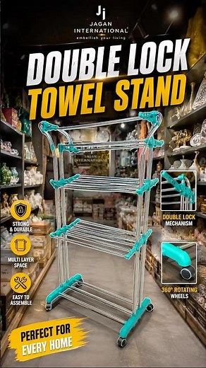 Heavy Duty 3-Tier Cloth Drying Rack with Wheels & 26 Rods! 🧺 | Double Lock System