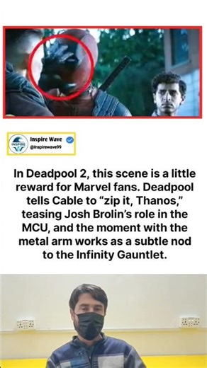In Deadpool 2, this scene is a little reward for Marvel fans. Deadpool tells Cable to “zip it, Thano