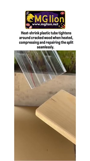 bio life 🧬 on Instagram: "Heat-shrink plastic tube tightens around cracked wood when heated, compressing and repairing the split seamlessly. #mglion #csmediain In a mesmerizing DIY clip that's captivating craft enthusiasts online, a simple plastic hack is turning heads for its ingenious fix on damaged wood. Posted by X user @adelianurfallah , the viral video showcases a heat-shrink technique to mend cracks in wooden planks without fancy tools or glue.The footage begins with a light pine board s