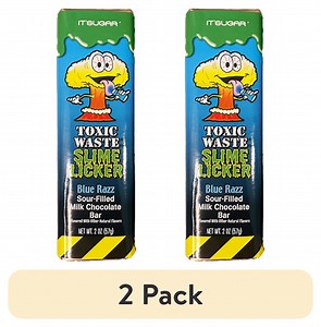 (2 pack) Toxic Waste Slime Licker Chocolate Bar, Blue Razz, Sour Candy, 1.75 oz., Contains: Milk and Soy.