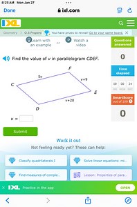 8:25 AM Mon Jan 27 Done Q ixl.com Geometry 0.6 Properti You hav... | Filo