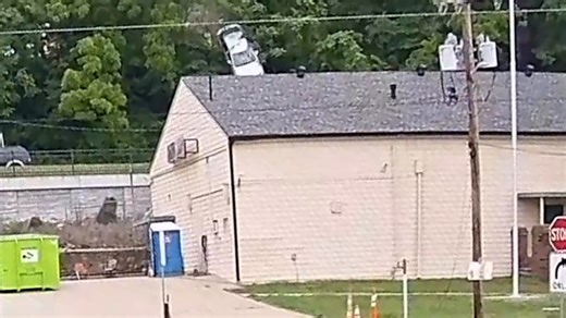 Dramatic video shows car launching into roof of building in Missouri