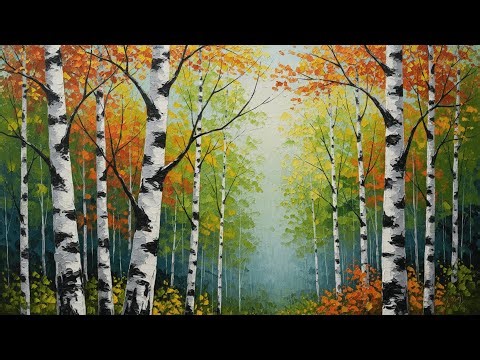 Ambient ART TV 4K: Relaxing Birch Forest Gallery TV Wallpaper (Ukiyo-e Style)