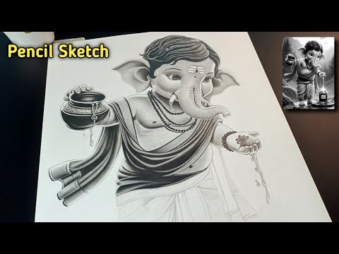 Bal Ganesha Drawing, Ganesha Drawing step by step | Pencil Sketch Drawing