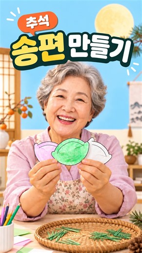 시니어 미술활동｜종이를 찢고 구기면 송편 완성! 🥟 어르신 추석 만들기 #shorts #실버에듀넷