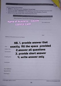 Worksheet 12.5INSTRUCTIONS TO THE LEARNER:Option 2 – Plannin... | Filo