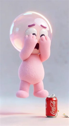 Bubble Head opens a soda can and reacts like it exploded