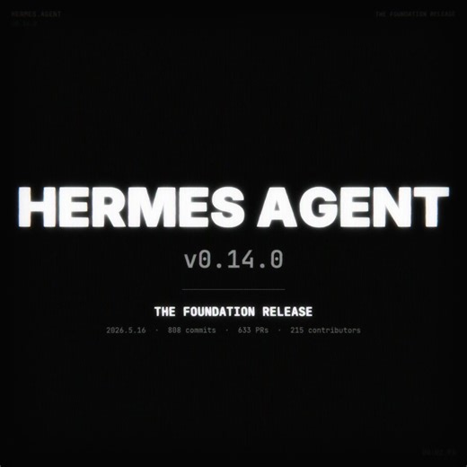 Hermes v0.14.0 Foundation Release overview.▫️ Distribution & Install▫️ Performance Gains▫️ Model Providers such as xAI Grok▫️ Messaging Platforms▫️ Developer Tools▫️ 9 New Skills e.g. Hyperliquid on-chain per trading, EVM cross-chain interactions & OSINT