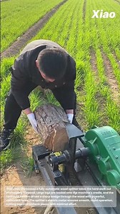 Fully automatic wood splitter wood chopper in action: full efficient wood hydraulic splitter