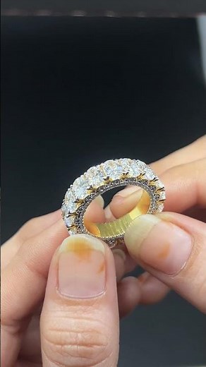 Diamond Eternity Band in Yellow Gold – Full Round Cut Eternity Ring with Vintage Detail 💍✨
