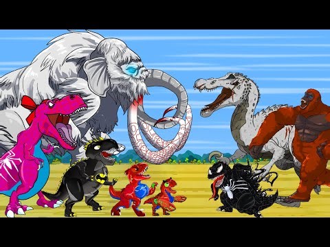 Fossil Elephants, Carnotaurus vs. Kong T-Rex:谁将赢得这头珍贵的大象？搞笑恐龙卡通