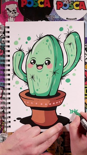 3.9K views · 131 reactions | Posca Cactus Drawing Tutorial | Doodle with Korp | Facebook