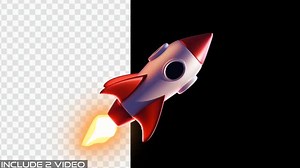 3d Launched Rocket on transparent background