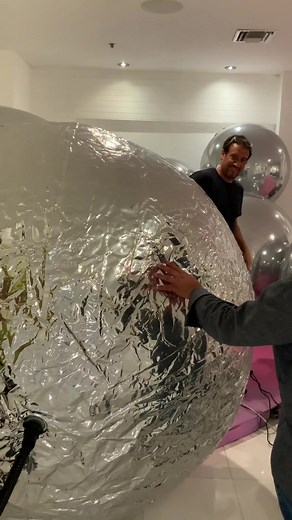 Big Shiny Balls Inflating for Event Decoration