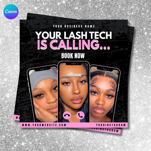 Lash Tech Book Now Flyer Template: Bold Instagram Post (digital Download) - Etsy