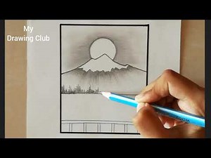 Pencil Drawing and Shading for Beginners|Easy Scenery Drawing Step by Step|Mountain with Sea Drawing