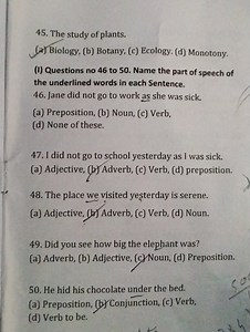 The study of plants.(a) Biology, (b) Botany, (c) Ecology. (d) ... | Filo