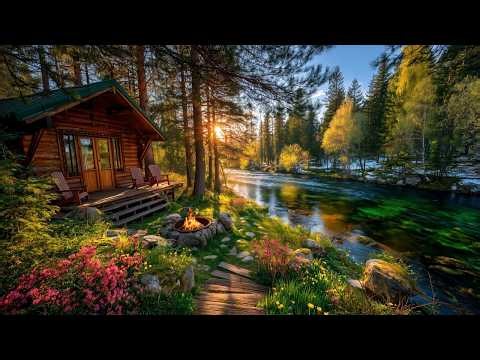 Quiet Spring Morning 🌸 Riverside Cabin with Natural River & Bird Sounds