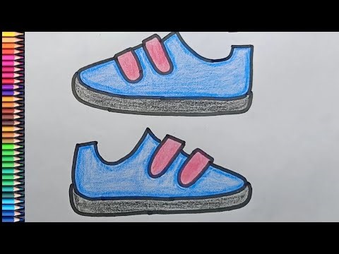 How to draw Shoes for kids 👟| Shoes drawing easy step by step | Shoes drawing with colour