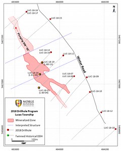 Noble Mineral Exploration: Project 81 Lucas Gold Deposit 2018 Winter Drilling Program - Assay Results
