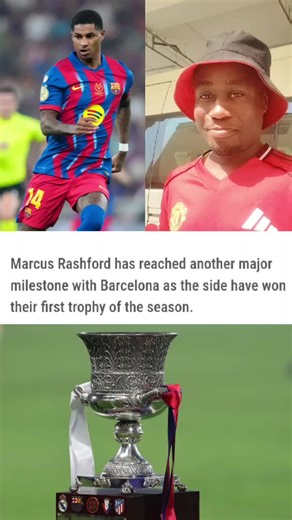 Marcus Rashford Celebrates First Trophy with Barcelona