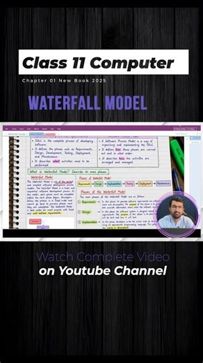 Waterfall Model | Software Process Model | Chapter 1 Computer Class 11 New Book 2025 Punjab Board