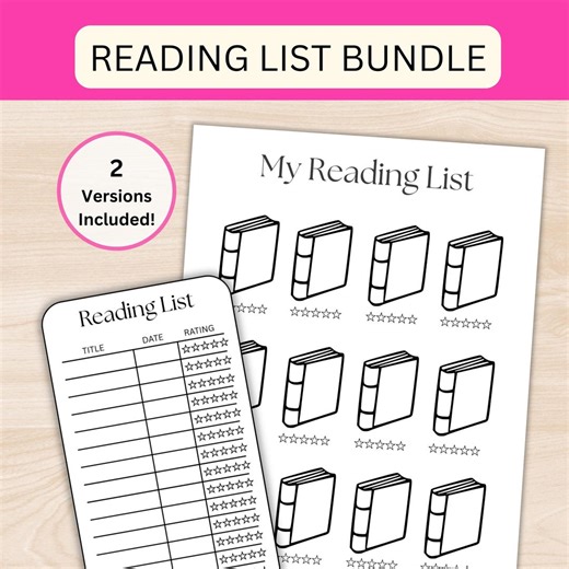 My Reading List Bundle PRINTABLE, Book Tracker, Bookshelf Reading Log Tracker Challenge (instant Download) - Etsy