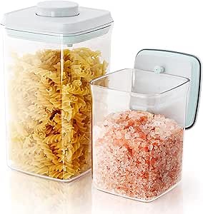 Pop Airtight Containers for Food Storage, Leakproof Air Tight Containers Pantry Storage Containers with Lids - Set of 2 (2.0Qt&0.9Qt)