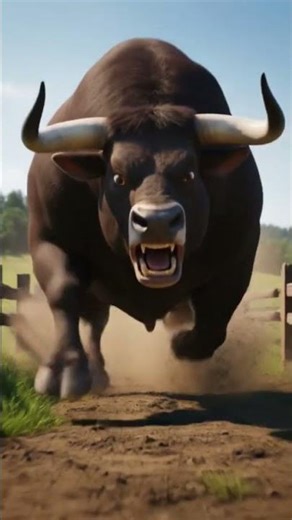 Charging Ox Roar | Angry Bull Running Fast | Powerful Animal Sound #shorts"