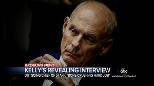 KELLY'S REVEALING INTERVIEW: In the middle of the government shutdown, The White House is losing John Kelly, its chief of staff who leaves Wednesday and reveals in a new interview how he believes his success in the job should be measured. Kenneth Moton reports. https://abcn.ws/2FLyzTu | ABC World News Tonight with David Muir