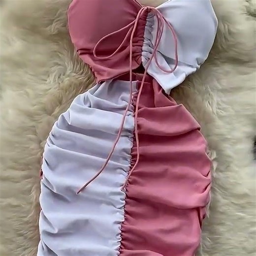 Fashion Street Color Block Mini Bodycon Cut-Out Mini Dress