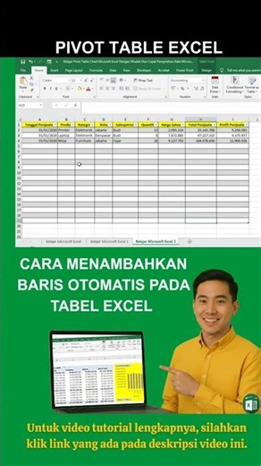 Belajar Microsoft Excel : Cara Menambahkan BARIS OTOMATIS Pada Tabel Excel #excel #belajarexcel