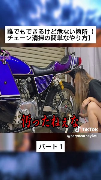 誰でもできるけど危ない箇所【チェーン清掃の簡単なやり方】パート 1 #Dトラ #バイク #カスタ #モトギャング #講座 #videoviral #treanding #foryou #fyp