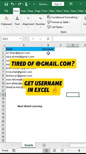 Stop Typing! Auto Extract Email Name in Excel