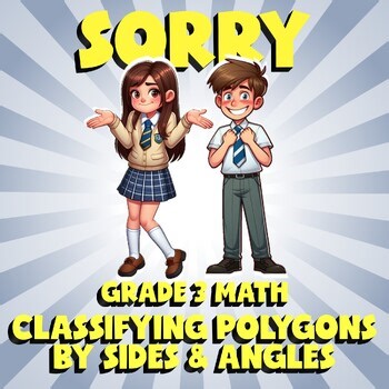 Classifying Polygons by Sides & Angles SORRY Math Game - No Prep Grade 3 Review