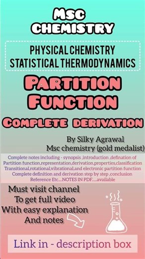 Partition Function Statistical Thermodynamics Msc Chemistry #msc #chemistry