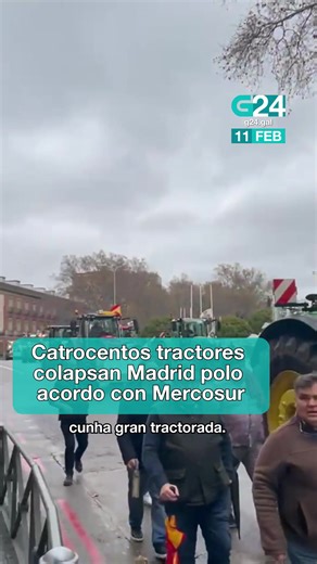 🚜 MADRID Catrocentos tractores colapsan a cidade polo acordo con Mercosur Toda a información, en G24.gal e G24play.gal #Galicia #noticias #galego Uns 2.500 agricultores e 367 tractores protestaron este mércores desde a praza de Colón de Madrid na convocatoria de Unión de Unións e de Unión Nacional de Asociacións do Sector Primario Independentes (Unaspi) para mostrar o seu rexeitamento contra o acordo entre a UE e Mercosur e os recortes da Política Agrícola Común (PAC). Estas son as cifras da De