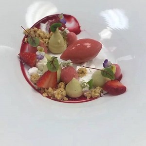 Simple way to plating plated dessert: Pistachio Cremeux, yogurt snow, strawberries, Pistachio streusel , Strawberry foam and Strawberry sorbet. #chefsroll #Bachour #bachourchocolate #bachourchocolatebook #bachoursimplybeautiful #chocolate #theartofplating #chefstalk #chefsofinstagram #gastroart #antoniobachour #love #instagood #photooftheday #fashion #beautiful #happy #cute #tbt #like4like #followme #picoftheday #follow #me #selfie #art #instadaily #friends #repost #nature #bachour #bachourmiami