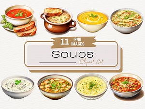 Watercolor Soup Clipart Bundle, Cozy Meal Illustration, Digital Food Art Illustrations, Soup and Bread Graphics, Winter Kitchen, Digital PNG - Etsy